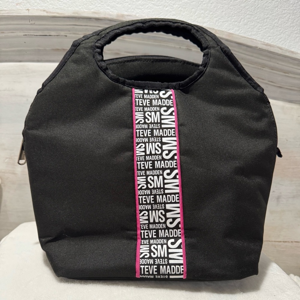 Steve Madden Black Lunch Tote with Pink Accents NWOT